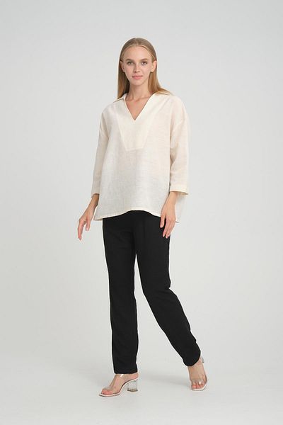 ALEXANDERGARDI V Polo Neck Thin Linen Oversize Blouse - B24-002