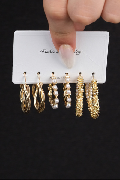 Jack Ferrero Kadın Çelik Renk Atmaz 6 Lı Küpe Modeli ( En Benzer Gönderilecek...