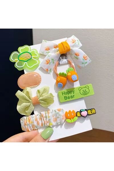 synshop Y2k Kpop طباعة الأزهار تيدي وشريط الفراشة - مجموعة مشبك شعر للفتيات و...