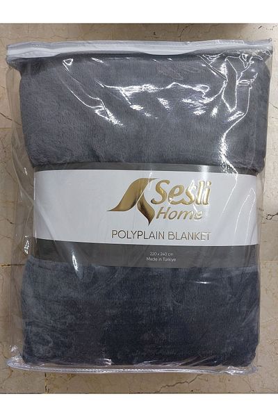 Sesli SOUNDY HOME POLYPLAIN BLANKET BATTAL SIZE SOLID COLOR BLANKET - SMOKED