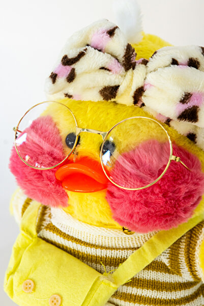 Turkuaz Tasarım Lalafanfan Duck Gözlüklü Çantalı Sevimli Ördek Oyuncak