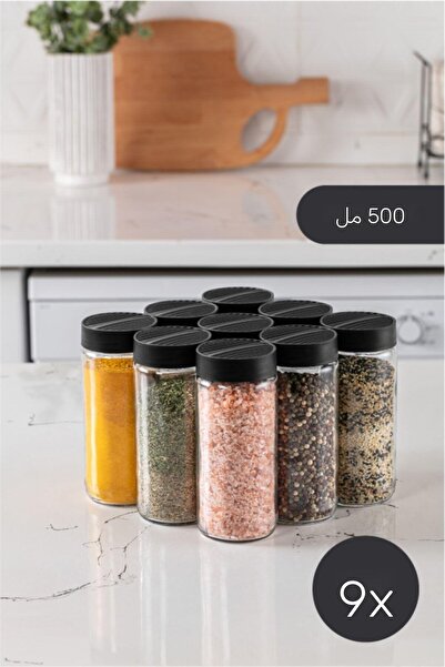 Vienev مجموعة مكونة من 9 مرطبانات زجاجية كبيرة - 500 مل