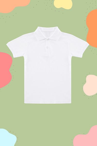 TRENDYOLKIDS Weißes Unisex-Strick-T-Shirt mit Polokragen – 100 % Baumwolle, kurze Ärmel, normale Passform TKDSS24TS00022