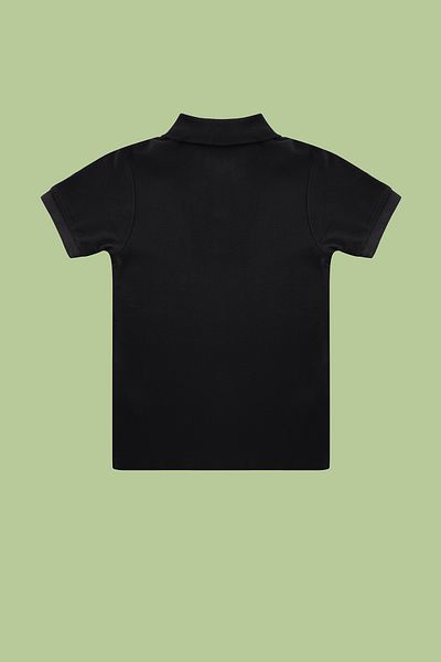 TRENDYOLKIDS Unisex černé pletené tričko s polo výstřihem – krátký rukáv TKDSS24TS00024