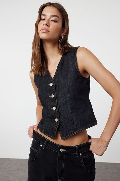Trendyol Collection Sötétkék farmer mellény - TWOAW25YE00031