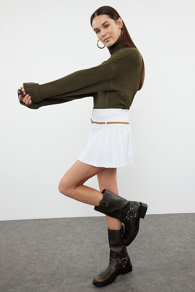 Trendyol Collection Khaki Crop Basic Knitwear pulóver TWOAW22KZ0223
