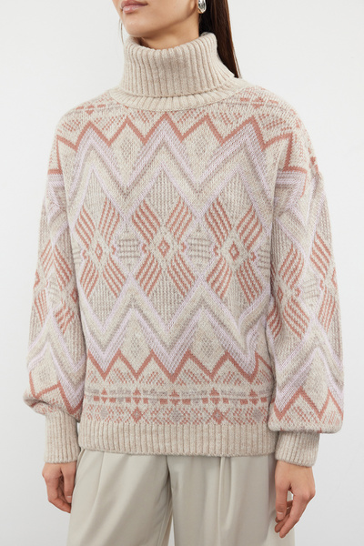 Trendyol Collection Pulover din tricot cu gât țesut moale cu modele etnice din piatră TWOAW24KZ00759