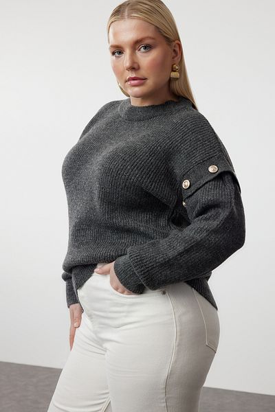 Trendyol Curve سترة تريكو وظيفية - أكمام أنثراسايت قابلة للفصل، TBBAW25AN00039