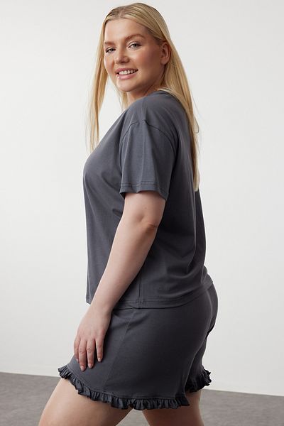 Trendyol Curve Kötött füstölt macska nyomott pizsama szett - TBBSS24AI00117
