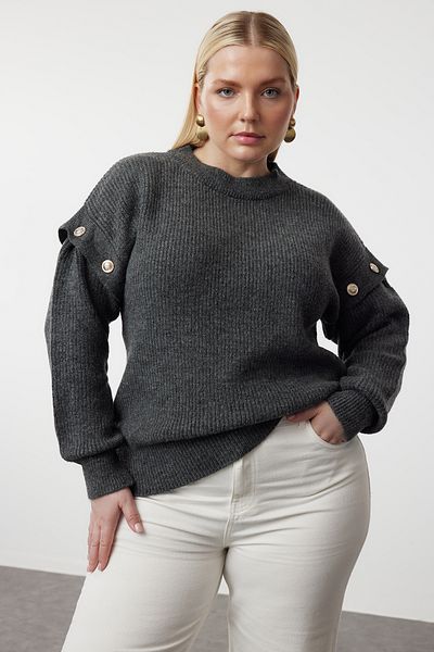 Trendyol Curve سترة تريكو وظيفية - أكمام أنثراسايت قابلة للفصل، TBBAW25AN00039
