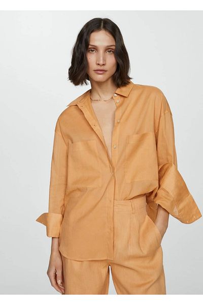 MANGO Woman Košile Ramie s kapsami