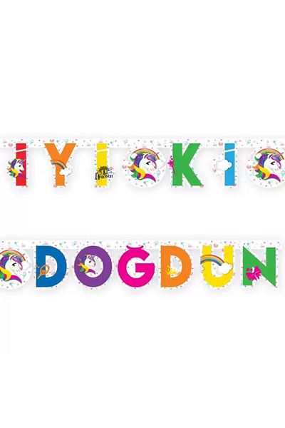 BalonEvi Unicorn Rainbow Happy Birthday Set - 2.00m