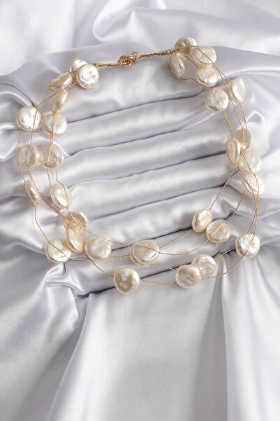 Moka Shopin Γυναικείο κολιέ Pearl Model - Χρυσό Χρώμα Πολλαπλό