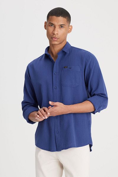 Lee Πουκάμισο Loose Fit Relaxed Fit 100% βαμβακερό Navy Blue