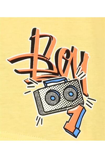 vitmo Erkek Çocuk Kısa Kollu Pijama Takımı Wow Model Sarı