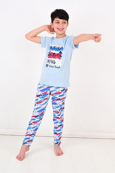 vitmo Set pijama cu mânecă scurtă pentru baieti California Blue