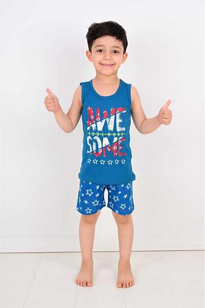 vitmo costum de pijama cu bretele băiat cool dude petrol