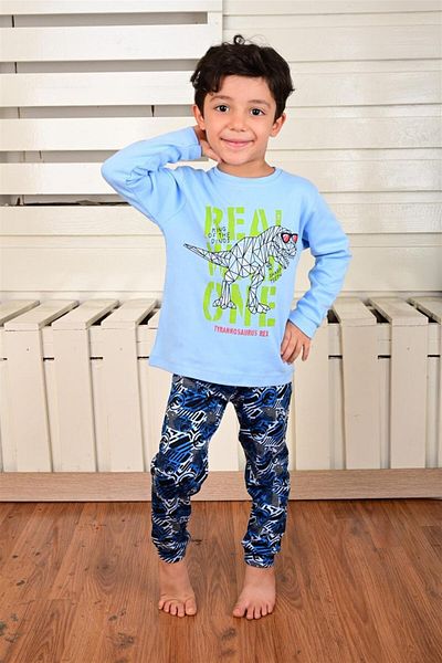 vitmo Set pijama cu mânecă lungă pentru baieti Dino Rex Blue
