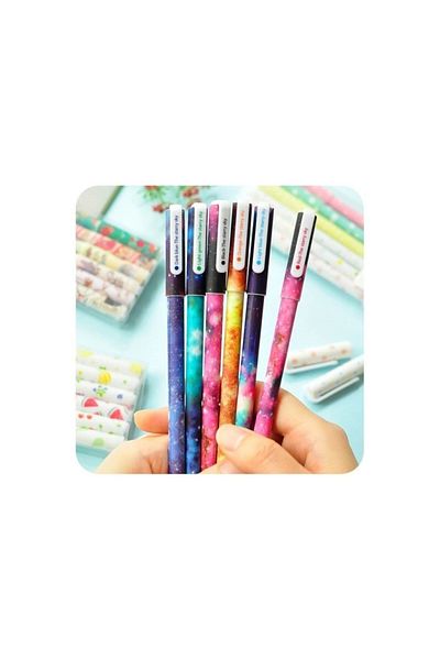 Pembe Çarşı 6-Piece Galaxy Planet Star Pattern Ballpoint Pen Set