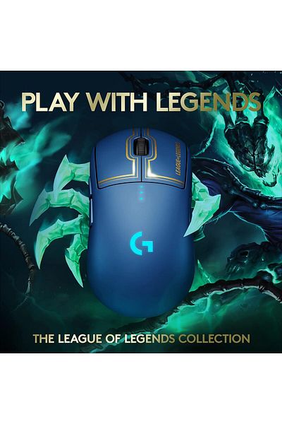 logitech G Pro Wireless Gaming Mouse, 25,600 Dpi, RGB,Official League Of Legends Edition, Blue