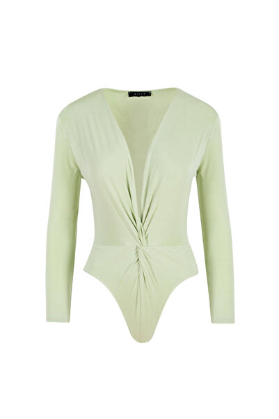RİVUS Long Sleeve Ikonik Body with Twisted Front and Snaps at the Bottom - Green