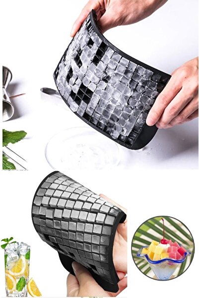 Seram Collection 160'lı Mini Küp Şekilli Silikon Buzluk Antrasit Renk Mini Kü...