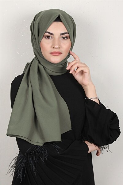 PİRAMİT Şifon Şal Düz Renk 1293-69 Haki