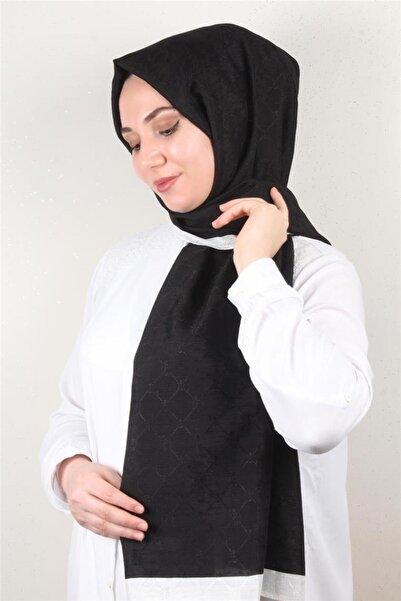 PİRAMİT İpeksi Monogram Şal 2753-5 Siyah