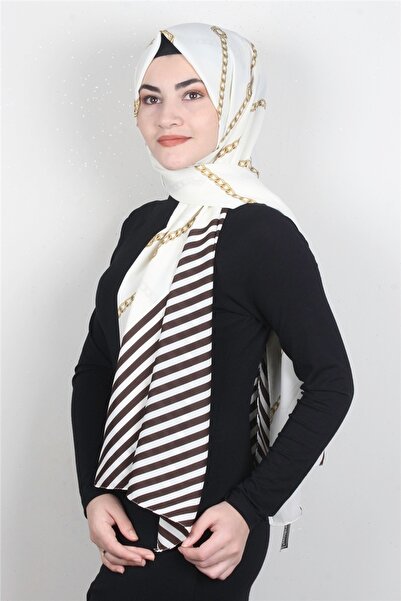 Cardion Medine Desenli Şal 1897-11 Ekru