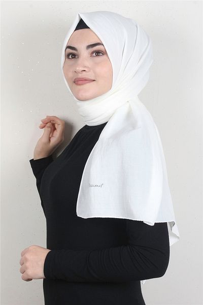 PİRAMİT 1482-13 Off-White Cotton Shawl