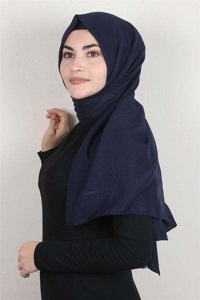 PİRAMİT Navy Blue Cotton Shawl - 1482-20 Model