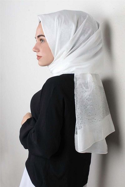 PİRAMİT Stoned Exclusive Shawl 1606-2 Ecru