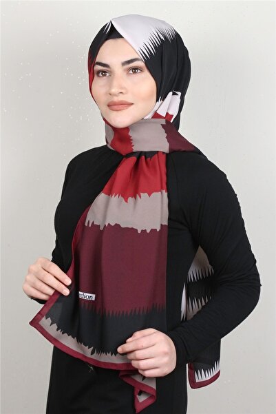 Cardion Medine Desenli Şal 1809-4 Kırmızı