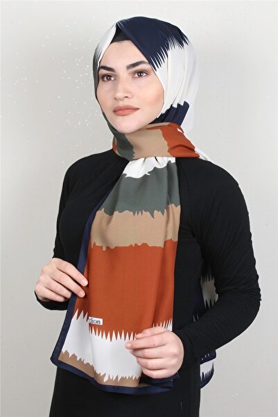 Cardion Medine Desenli Şal 1809-10 Lacivert-kiremit