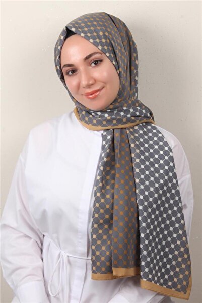 Eşarppark Medine Desenli Şal 2422-8 Füme