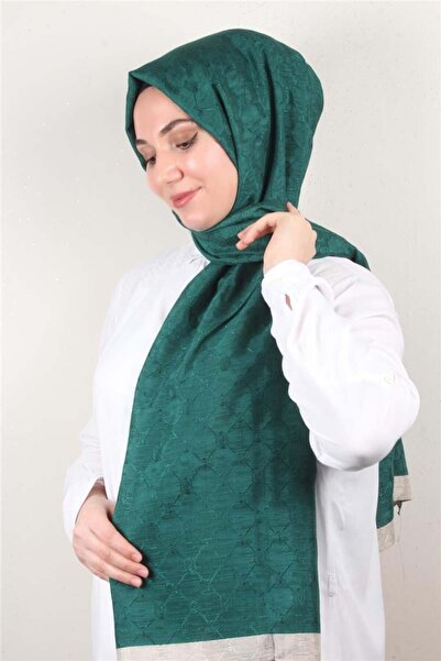 PİRAMİT İpeksi Monogram Şal 2753-22 Zümrüt