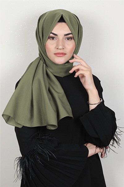 PİRAMİT Şifon Şal Düz Renk 1293-66 Haki