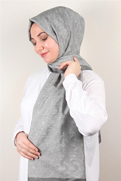 PİRAMİT İpeksi Monogram Şal 2753-24 Duman
