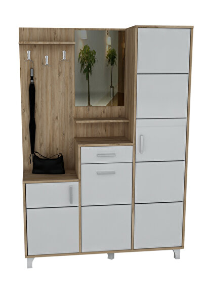 Evistro Portmanto Aynalı Vestiyer Ayakkabılık Dolap Elbise Askısı Atlantik Ça...