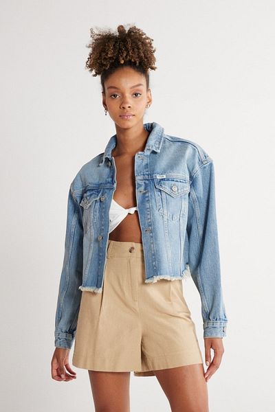 WRANGLER Modrá strečová džínová bunda Regular Fit Regular Střih