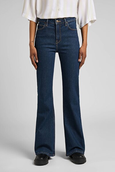 Lee Breese Flare Fit Yüksek Bel İspanyol Paça Kadın Denim Mavisi Pamuklu Esne...