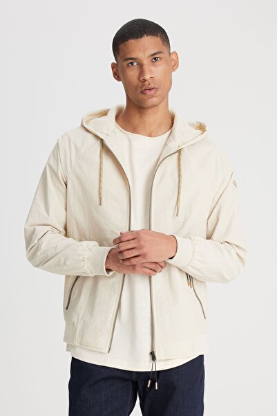 Lee Regular Fit Normal Kesim Kapüşonlu Taş Rengi Mont Ceket