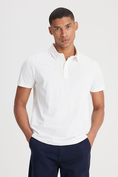 Lee Pololímeček Regular Fit Regular Cut Polo 100% bavlna bílé tričko