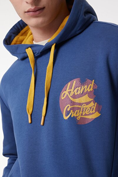 Lee Regular Fit Normal Kesim Kapüşonlu Şardonlu İndigo Sweatshirt