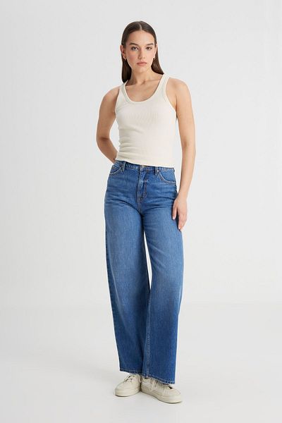 Lee Regular Fit Croială obișnuită Talie înaltă Picior spaniol 100% bumbac Stella A Line Blugi blugi