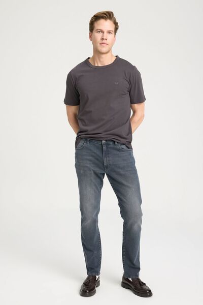 WRANGLER Regular Fit Regular Cut Crew Neck 100% Cotton Anthracite T-Shirt