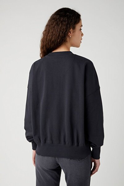WRANGLER Relaxed Fit Wide Cut 100% Cotton Crew Neck Black Sweatshirt