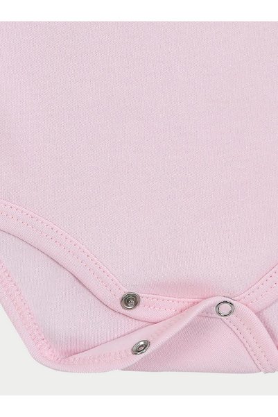 vitmo Snap Fastener Baby Bodysuit Long Sleeve Cotton Pink