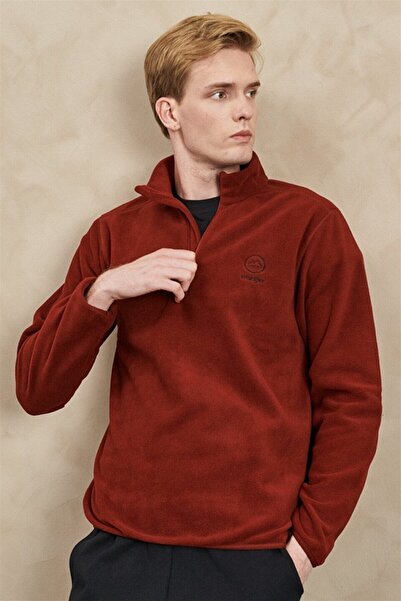 WRANGLER All Terrain Gear Regular Fit Yarım Fermuarlı Bordo Polar