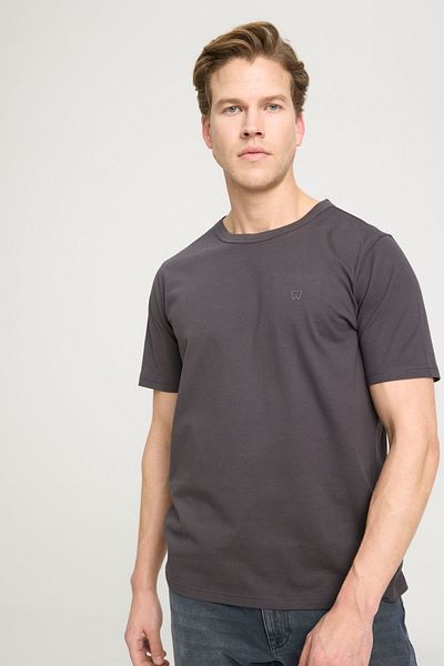 WRANGLER Regular Fit Regular Cut Crew Neck 100% Cotton Anthracite T-Shirt